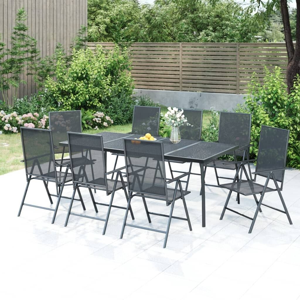Juego de comedor de jardín 9 piezas acero gris antracita vidaxl