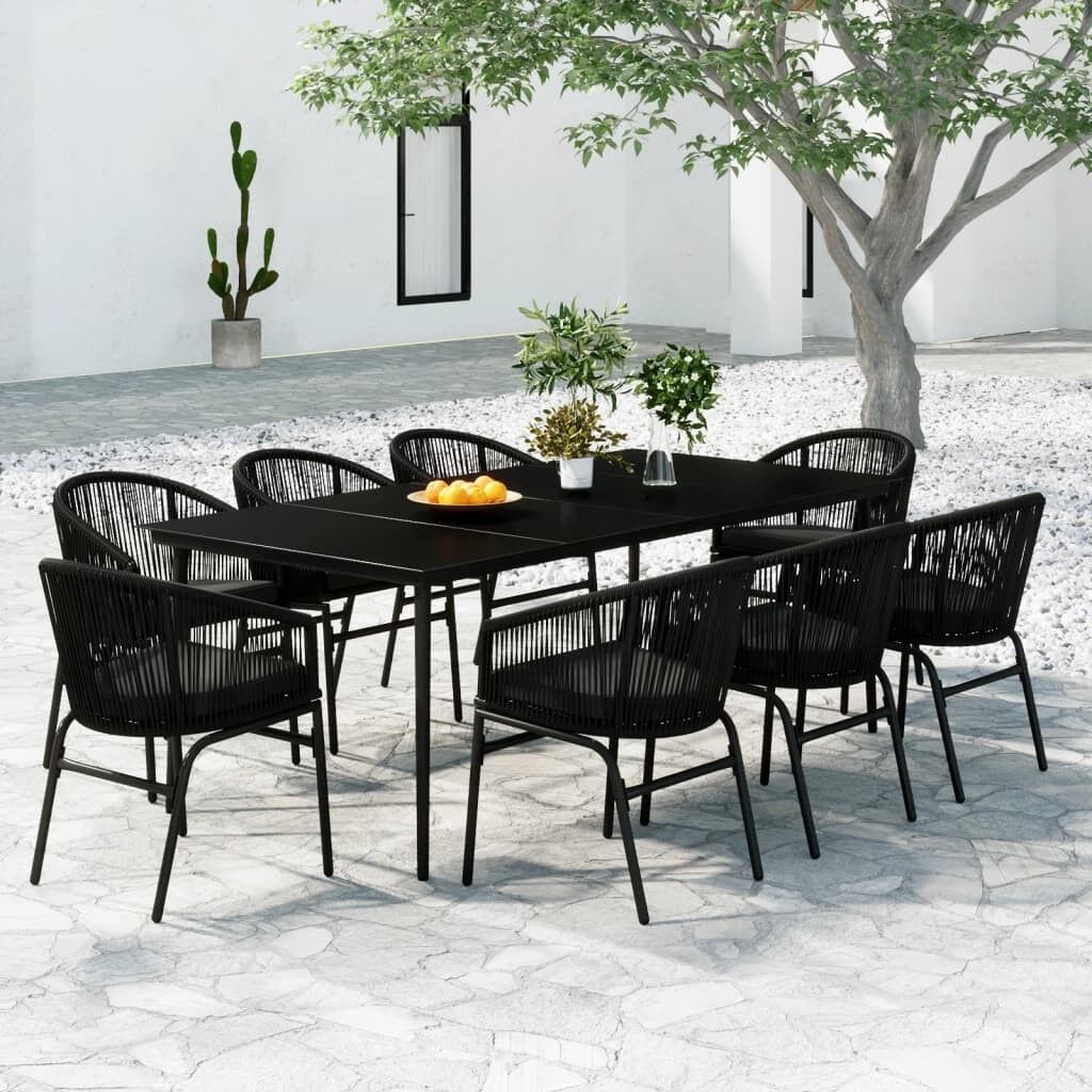 Juego de comedor para jardín 9 piezas negro vidaxl