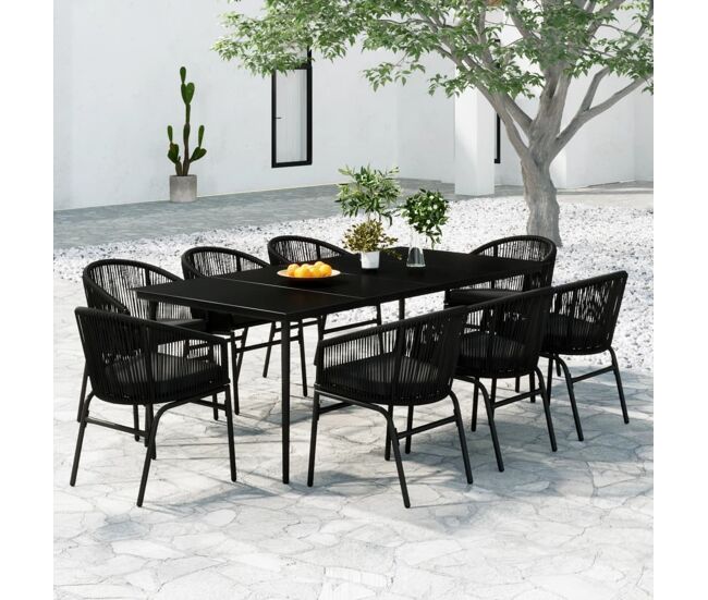 Juego de comedor para jardín 9 piezas negro vidaxl