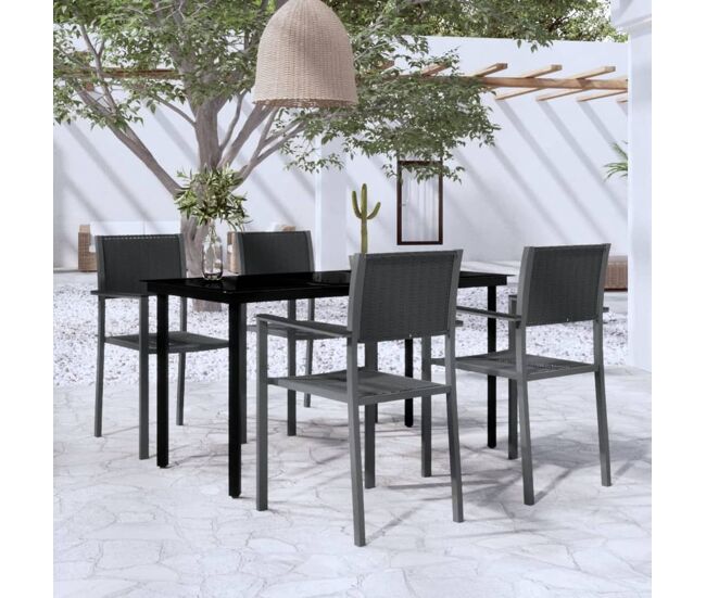 Juego de comedor para jardín 5 piezas negro vidaxl