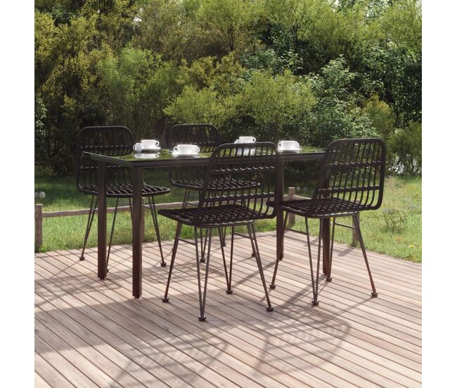 Juego de comedor de jardín 5 piezas ratán sintético negro vidaxl