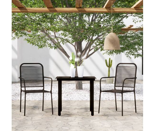 Juego de comedor para jardín 3 piezas negro vidaxl