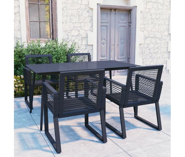 Juego de comedor para jardín 5 piezas ratán pvc negro vidaxl