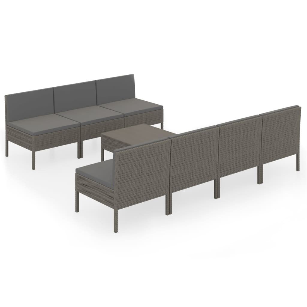 Set de muebles de jardín 8 plazas y cojines ratán sintético