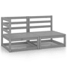 vidaXL 2 pcs conjunto lounge de jardim pinho maciço cinzento