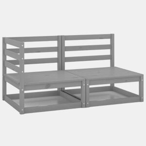 vidaXL 2 pcs conjunto lounge de jardim pinho maciço cinzento