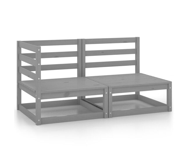 Vidaxl juego de muebles de jardín 2 piezas gris madera maciza de pino