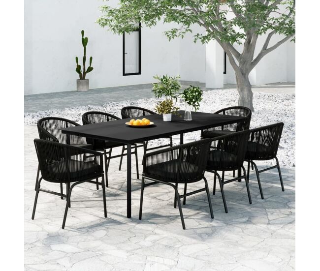 Juego de comedor para jardín 9 piezas negro vidaxl
