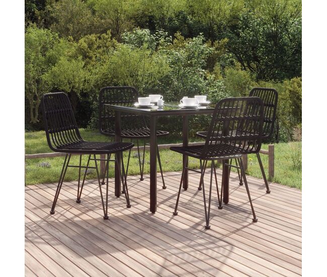 Juego de comedor de jardín 5 piezas ratán sintético negro vidaxl