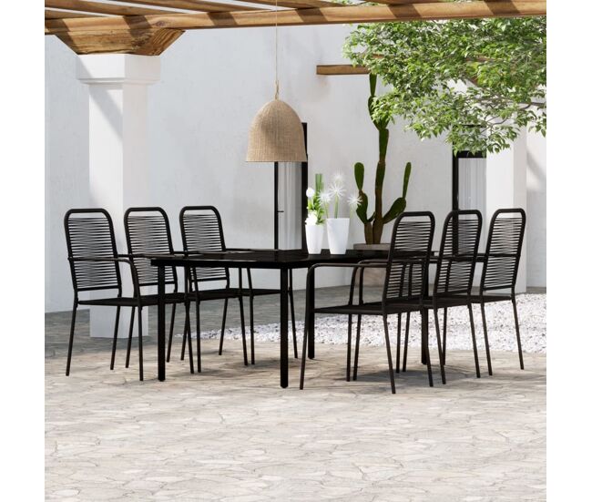 Juego de comedor de jardín 7 piezas negro vidaxl
