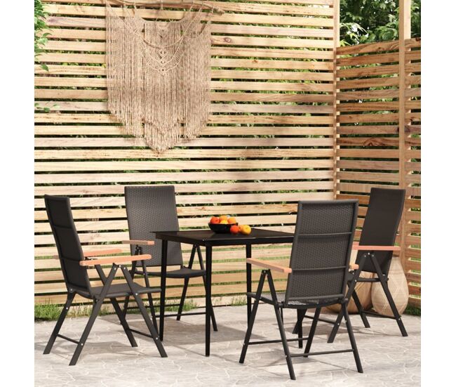 Juego de comedor de jardín 5 piezas negro vidaxl