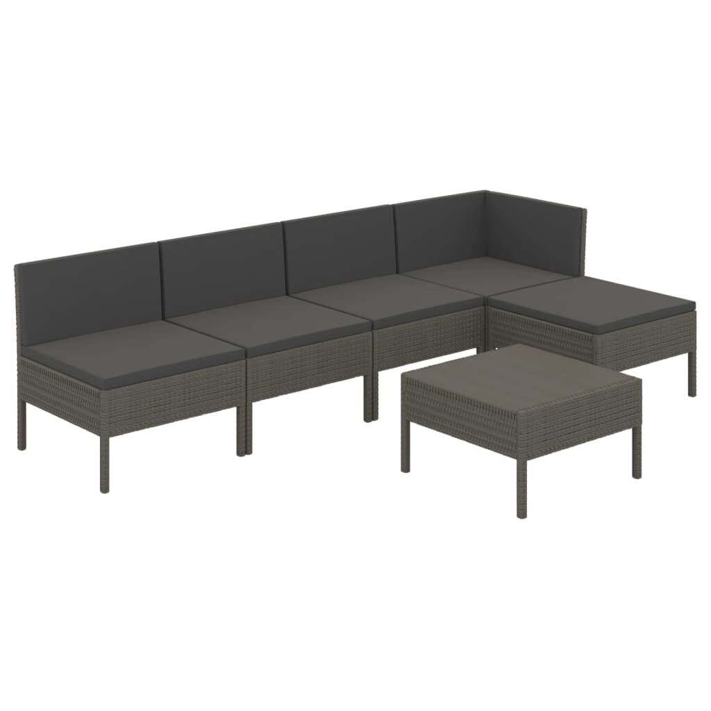 Set de muebles de jardín 6 pzas y cojines ratán sintético gris vidaxl
