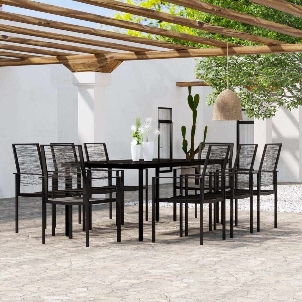 Juego de comedor de jardín 9 piezas negro vidaxl