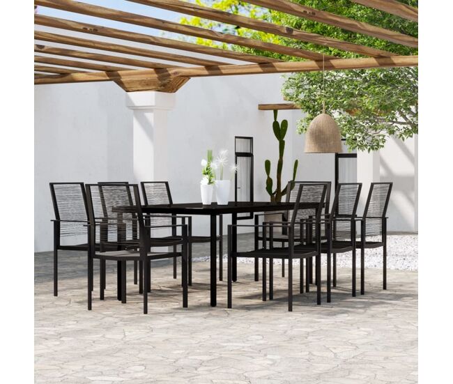 Juego de comedor de jardín 9 piezas negro vidaxl