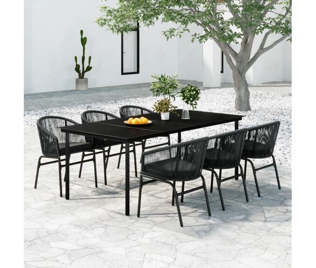 Juego de comedor de jardín 7 piezas ratán sintético gris vidaxl