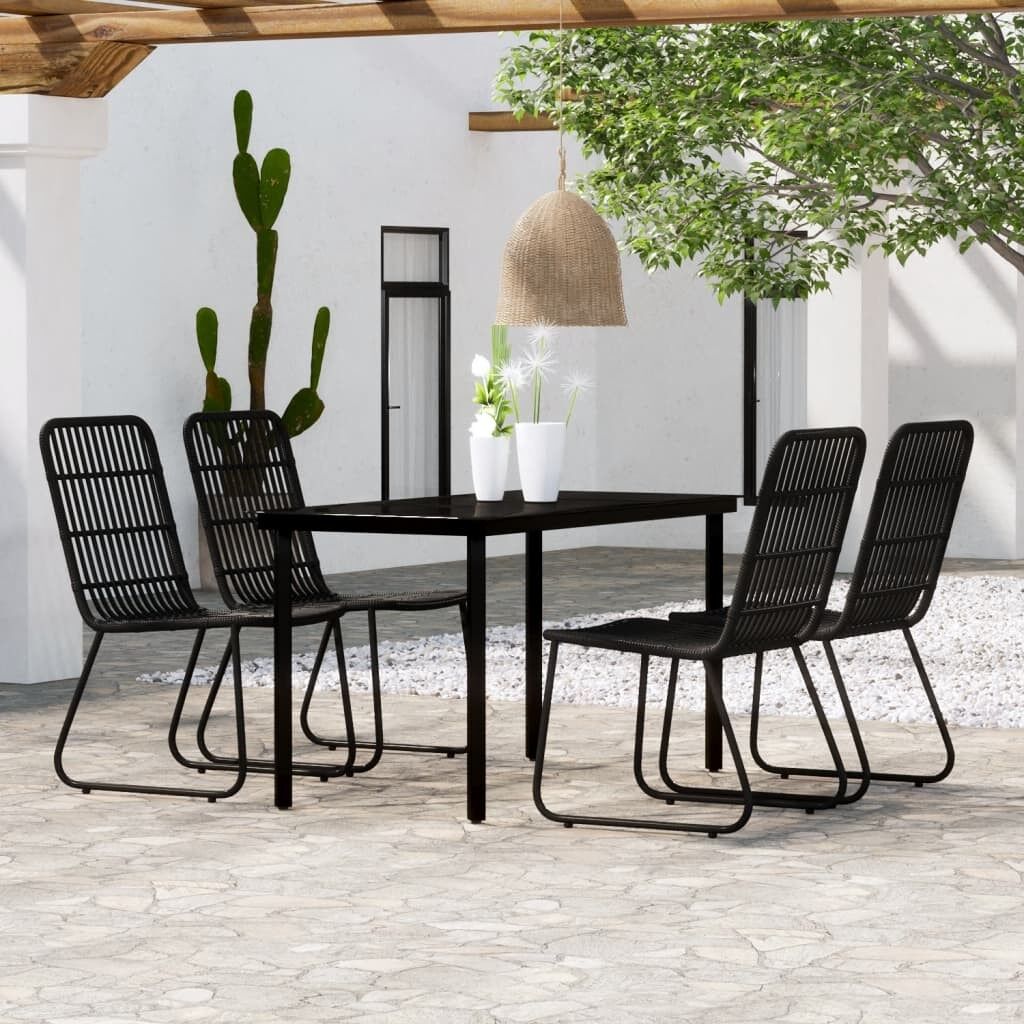 Juego de comedor de jardín 5 piezas negro vidaxl