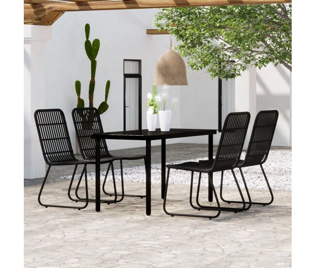 Juego de comedor de jardín 5 piezas negro vidaxl