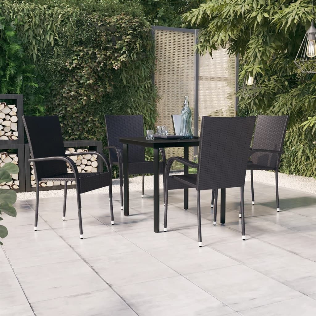Juego de comedor de exterior de 5 piezas negro vidaxl