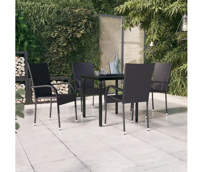 Juego de comedor de exterior de 5 piezas negro vidaxl