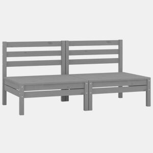 vidaXL Sofás de centro para jardim 2 pcs madeira pinho maciça cinzento