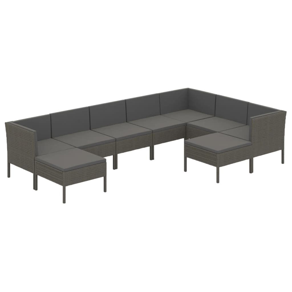 Set de muebles de jardín 9 plazas y cojines ratán sintético