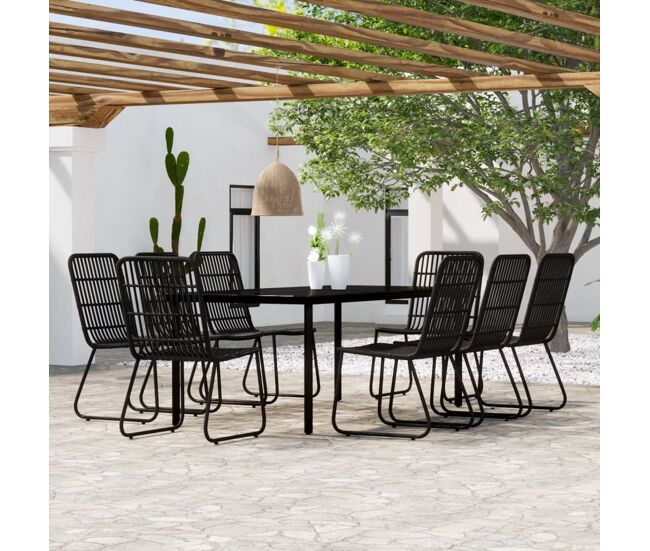 Juego de comedor para jardín 9 piezas negro vidaxl