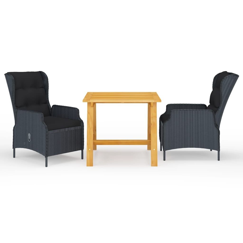 Juego de comedor para jardín 3 piezas gris oscuro vidaxl