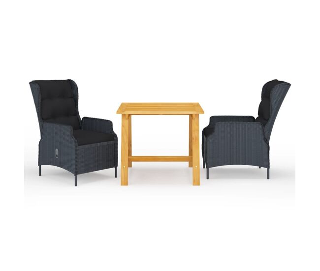 Juego de comedor para jardín 3 piezas gris oscuro vidaxl