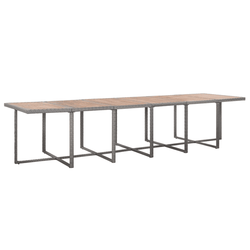 vidaXL 17 pcs conjunto jantar exterior com almofadões vime PE cinzento