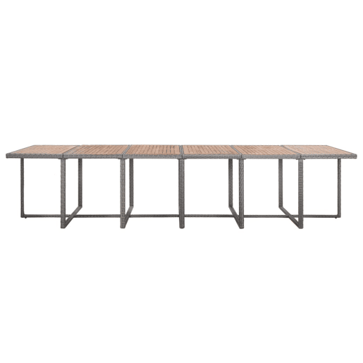 vidaXL 17 pcs conjunto jantar exterior com almofadões vime PE cinzento