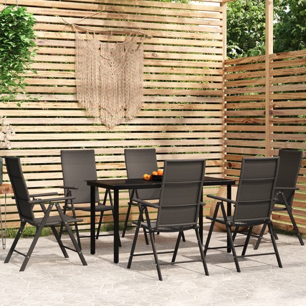 Juego de comedor para jardín 7 piezas negro vidaxl