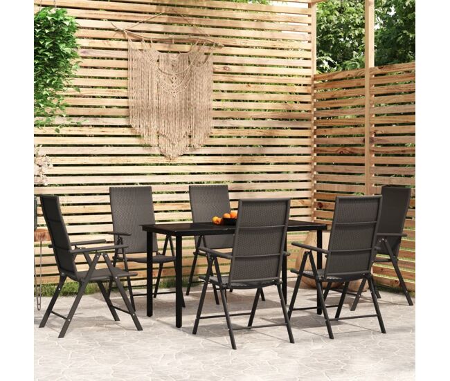 Juego de comedor para jardín 7 piezas negro vidaxl