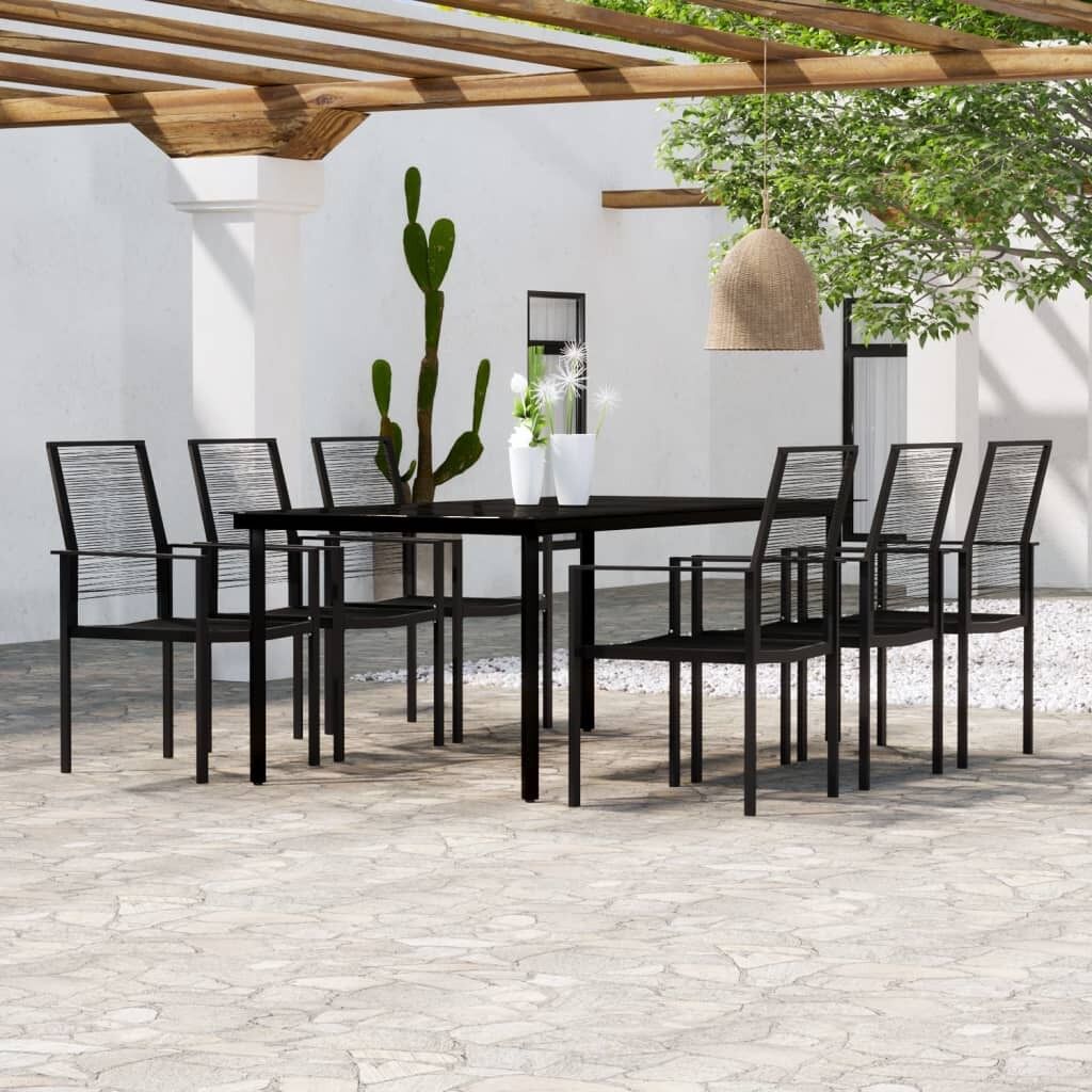 Juego de comedor de jardín 7 piezas negro vidaxl