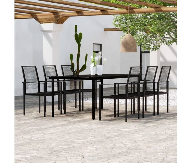 Juego de comedor de jardín 7 piezas negro vidaxl