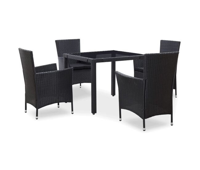 Juego de comedor de jardín 5 piezas ratán sintético negro vidaxl