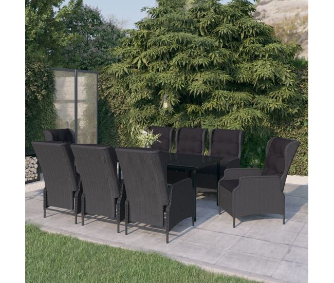 Juego de comedor para jardín 9 piezas gris oscuro vidaxl