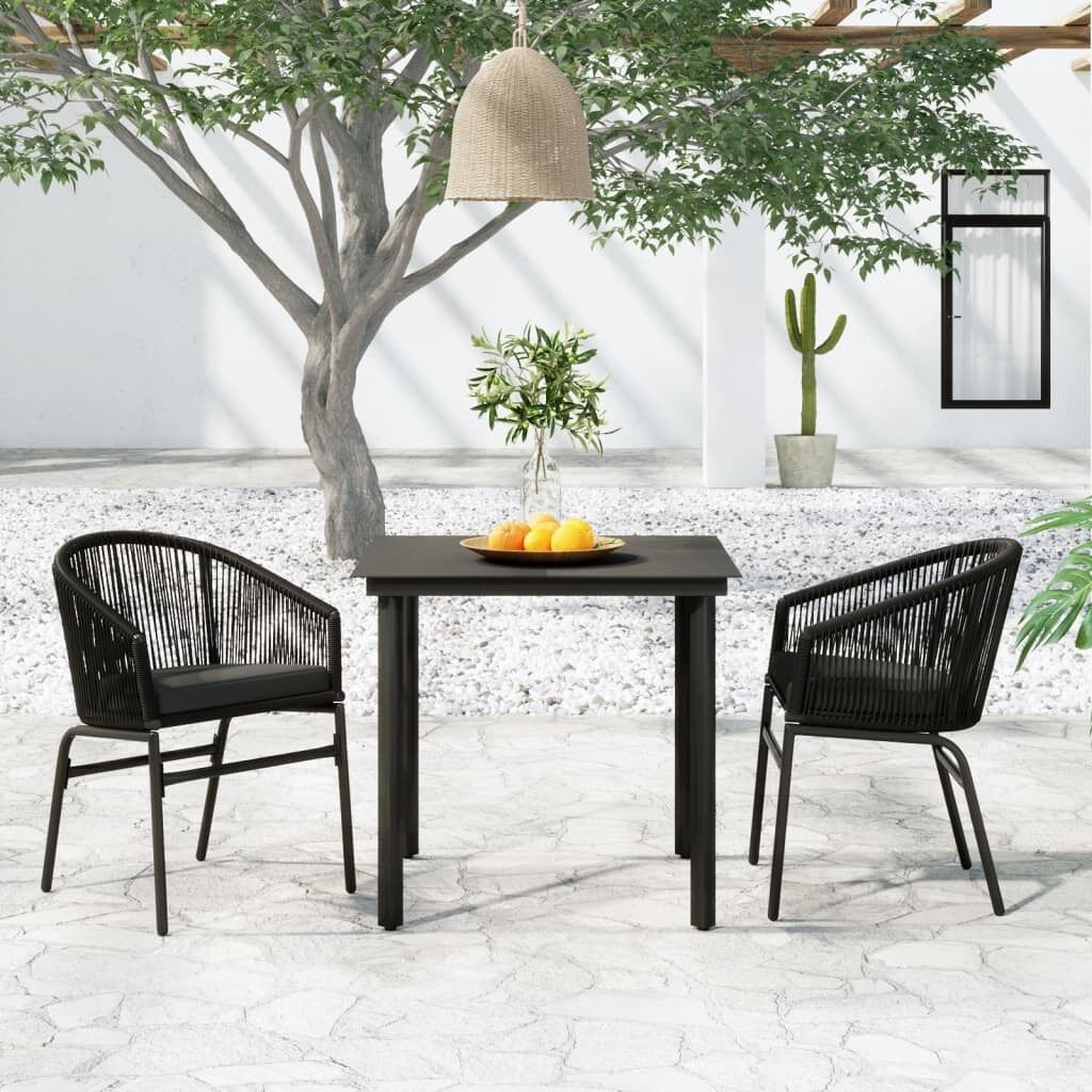 Juego de comedor de jardín 3 piezas negro vidaxl