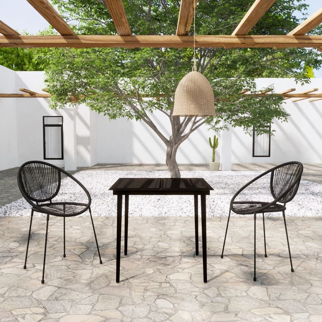 Juego de comedor para jardín 3 piezas negro vidaxl