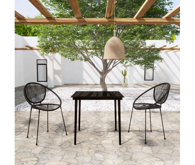 Juego de comedor para jardín 3 piezas negro vidaxl