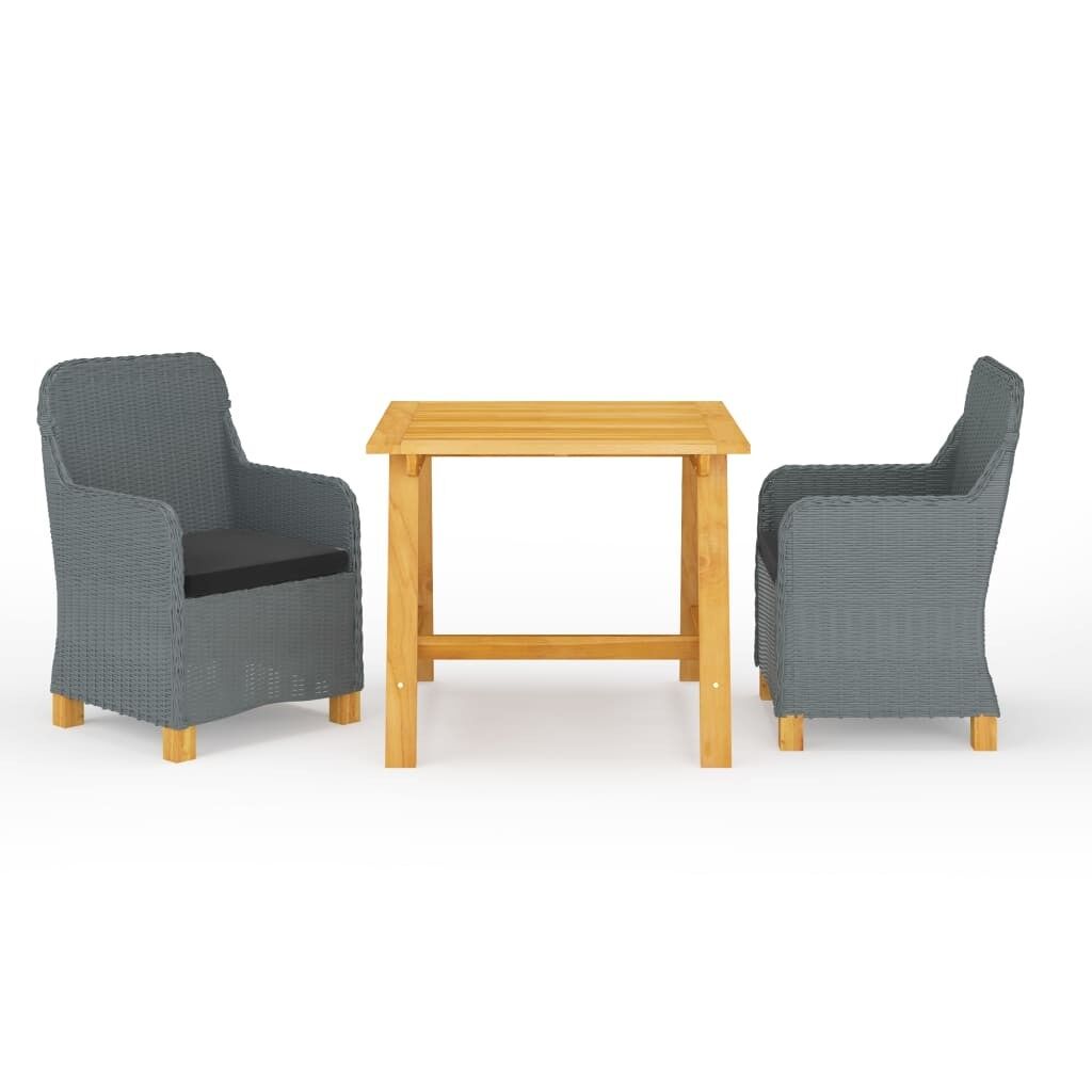 Juego de comedor para jardín 3 piezas gris oscuro Gris
