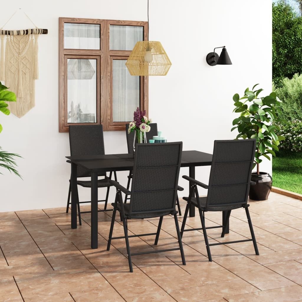 Juego de comedor para jardín 5 piezas negro vidaxl