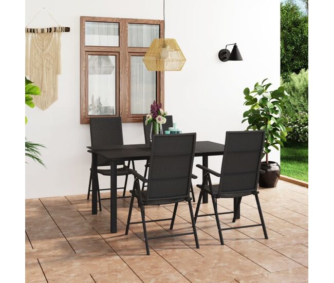 Juego de comedor para jardín 5 piezas negro vidaxl