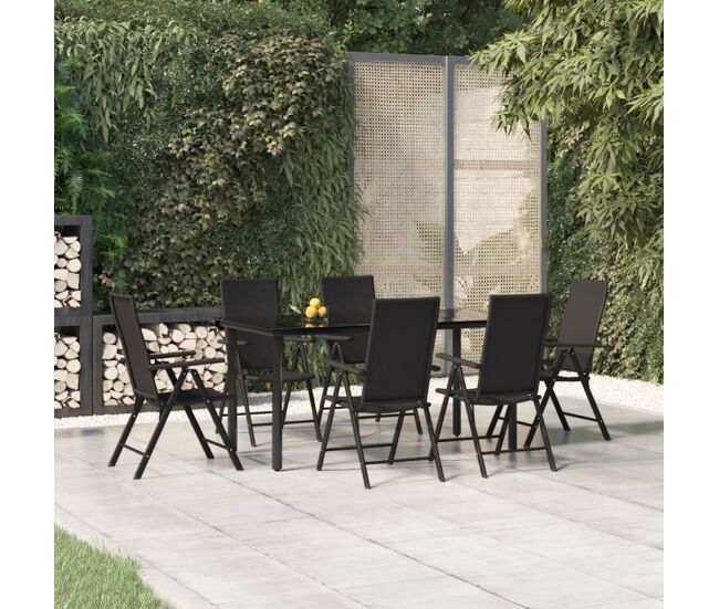 Juego de comedor de jardín 7 piezas ratán sintético negro vidaxl