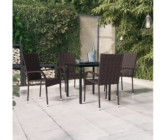 Juego de comedor de jardín 5 piezas negro y marrón vidaxl