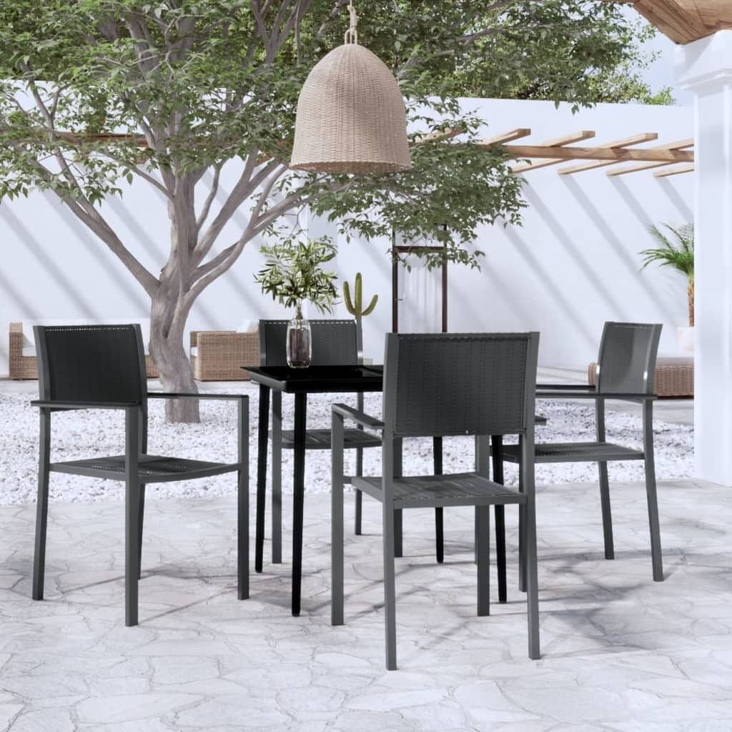 Juego de comedor para jardín 5 piezas negro vidaxl