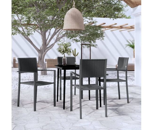 Juego de comedor para jardín 5 piezas negro vidaxl