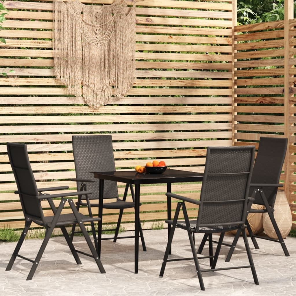 Juego de comedor para jardín 5 piezas negro vidaxl