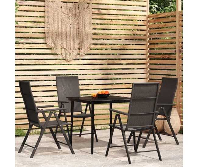 Juego de comedor para jardín 5 piezas negro vidaxl
