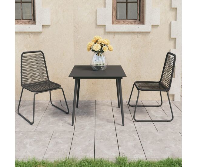 Set de comedor de jardín de 3 piezas pvc ratán negro vidaxl