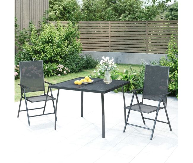 Juego de comedor de jardín 3 piezas acero gris antracita vidaxl